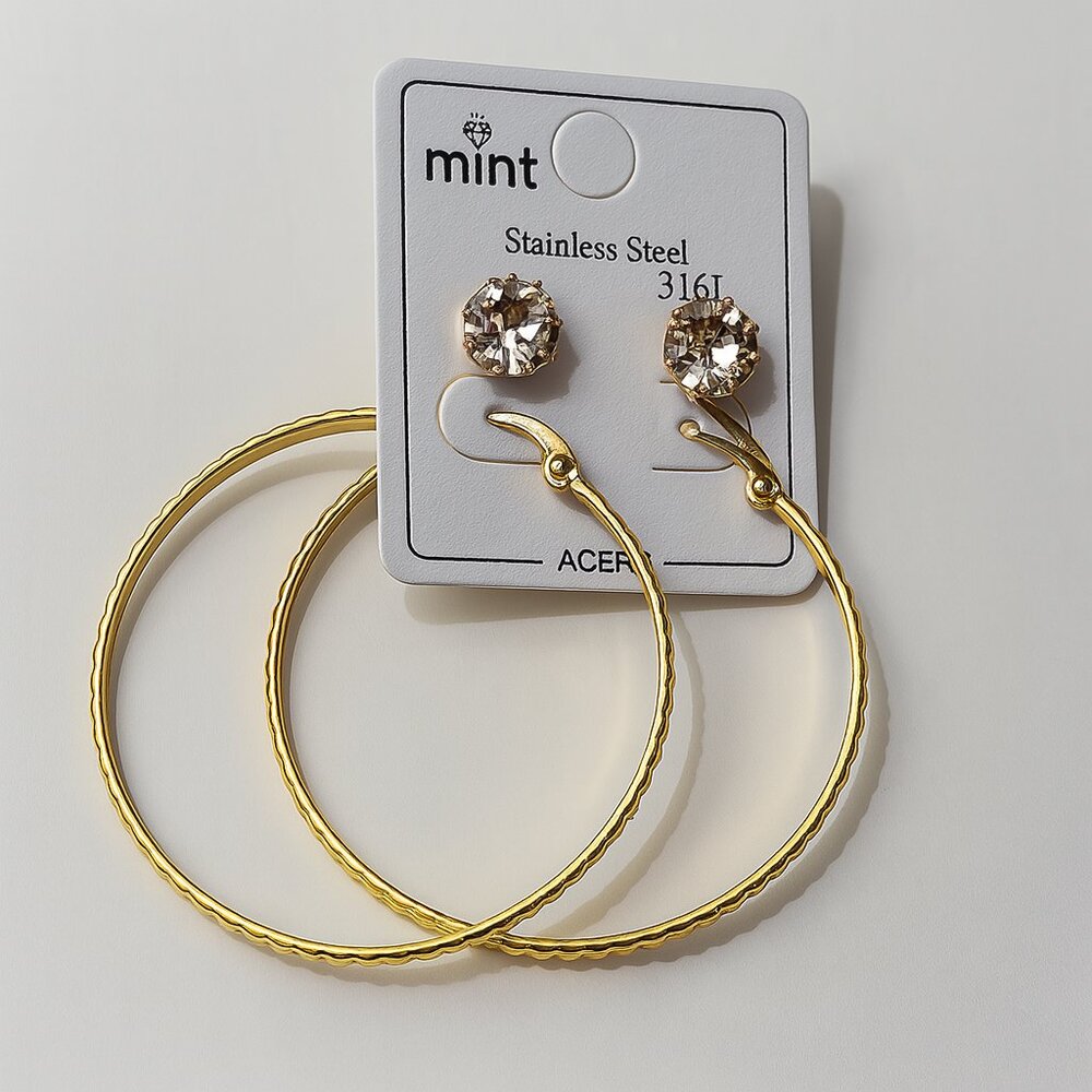 NWT - ✨ Gold Hoop & Stud Earring Set – 2 Pairs | Classic & Glamorous ✨